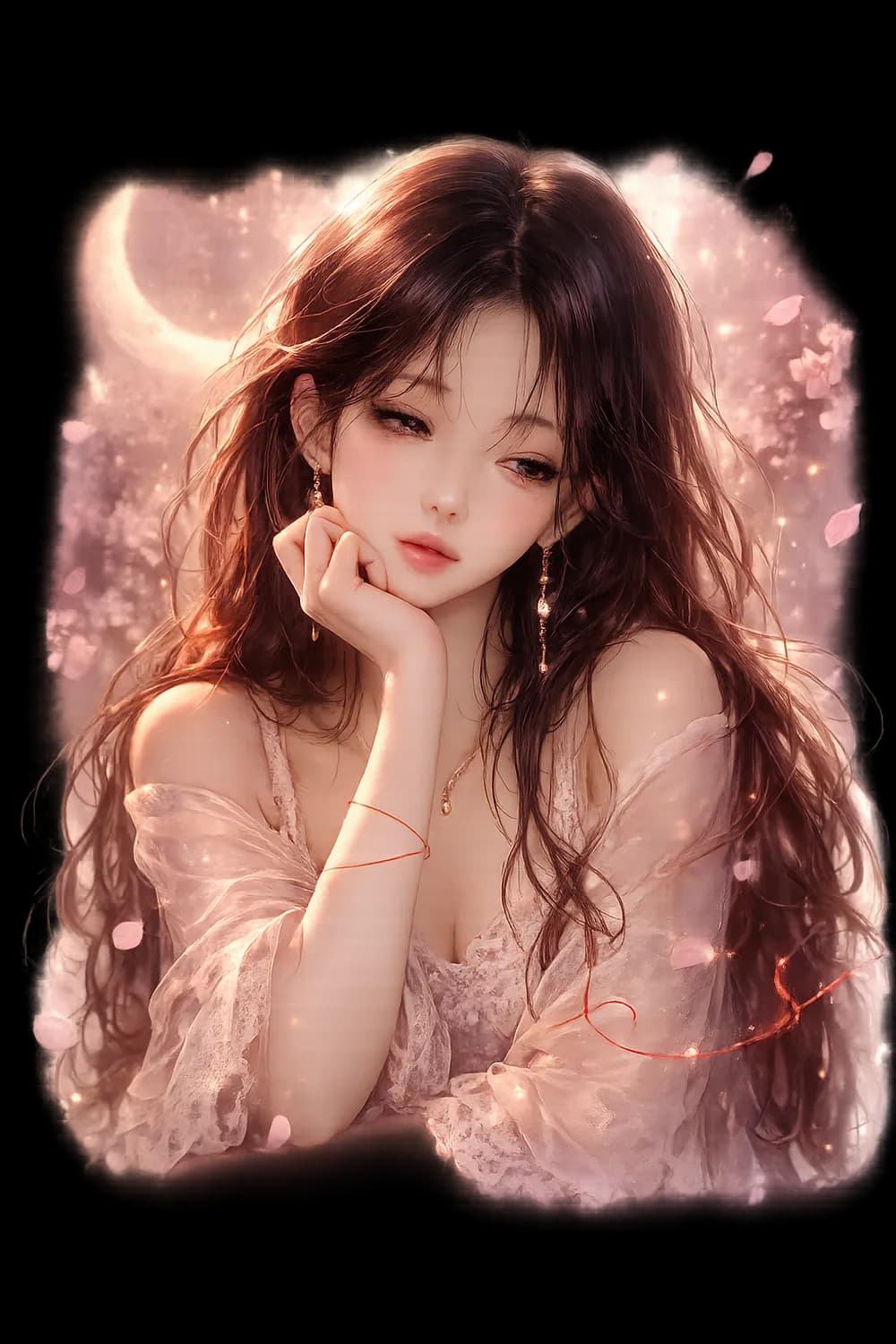 달빛 아래 붉은 실을 바라보며 연애를 고민하는 나
